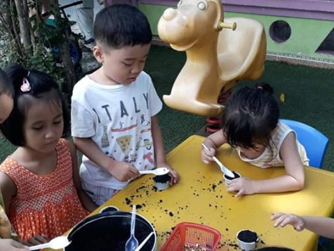 BÉ GIEO HẠT TRỒNG CÂY